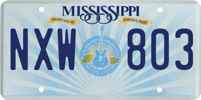 MS license plate NXW803