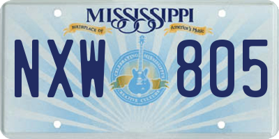 MS license plate NXW805