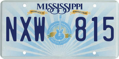 MS license plate NXW815