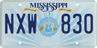 MS license plate NXW830