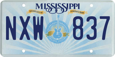 MS license plate NXW837