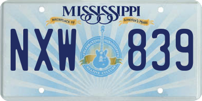 MS license plate NXW839