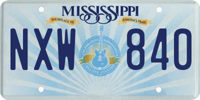 MS license plate NXW840