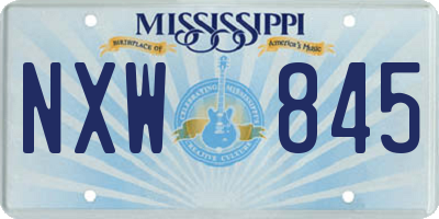 MS license plate NXW845