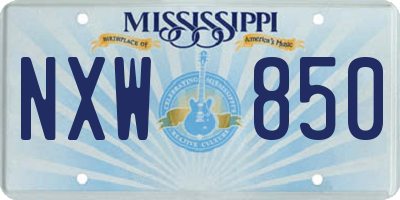 MS license plate NXW850