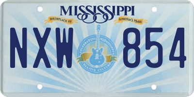 MS license plate NXW854