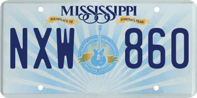 MS license plate NXW860