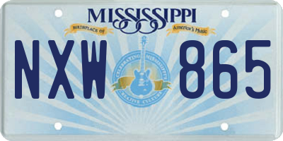 MS license plate NXW865