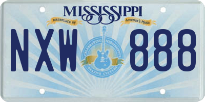 MS license plate NXW888