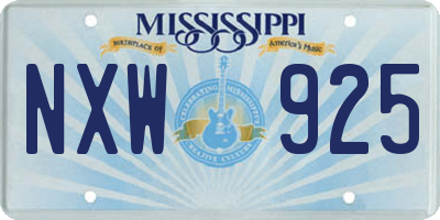 MS license plate NXW925