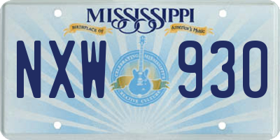 MS license plate NXW930