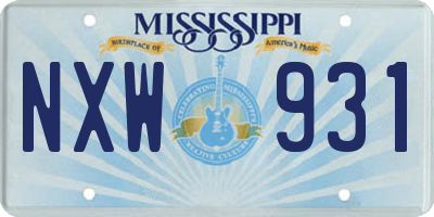 MS license plate NXW931