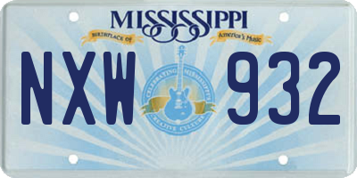 MS license plate NXW932