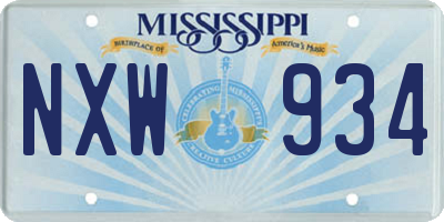 MS license plate NXW934
