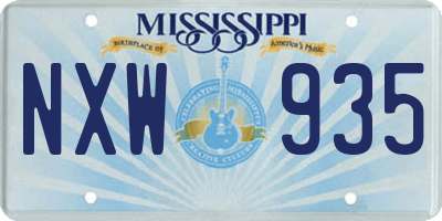 MS license plate NXW935