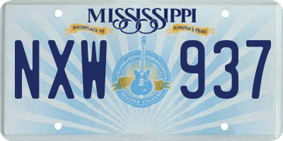 MS license plate NXW937