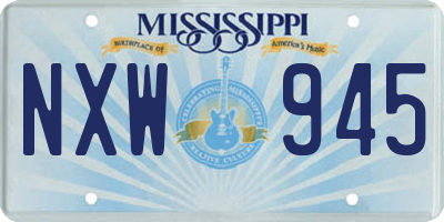 MS license plate NXW945