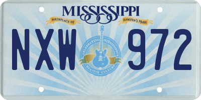 MS license plate NXW972