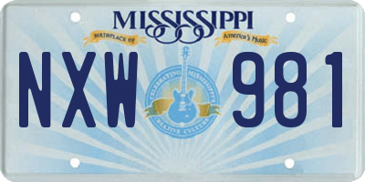 MS license plate NXW981