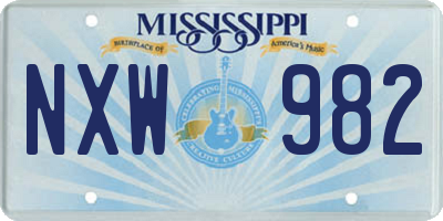 MS license plate NXW982