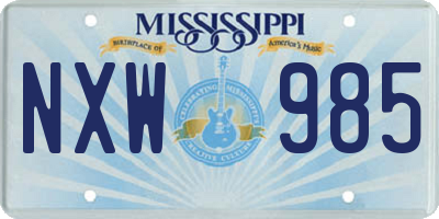 MS license plate NXW985