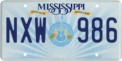 MS license plate NXW986