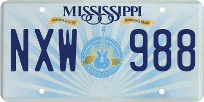 MS license plate NXW988