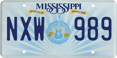 MS license plate NXW989