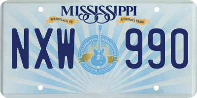 MS license plate NXW990