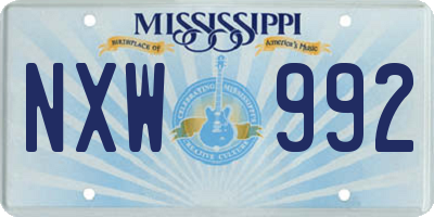 MS license plate NXW992