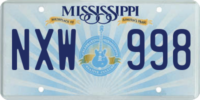 MS license plate NXW998