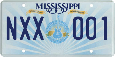 MS license plate NXX001