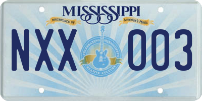 MS license plate NXX003