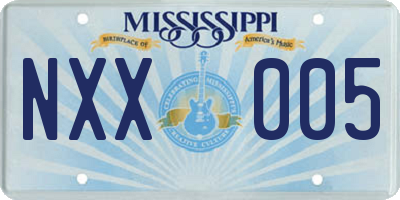 MS license plate NXX005