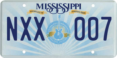 MS license plate NXX007