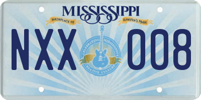 MS license plate NXX008