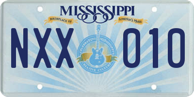 MS license plate NXX010