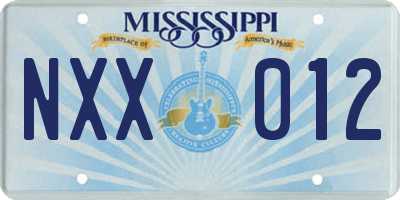 MS license plate NXX012