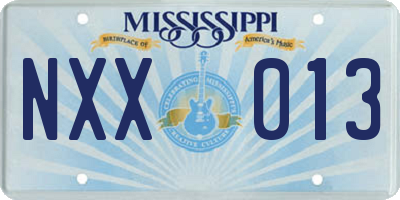 MS license plate NXX013