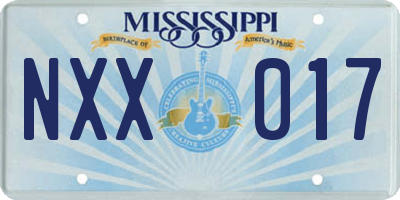 MS license plate NXX017