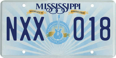 MS license plate NXX018