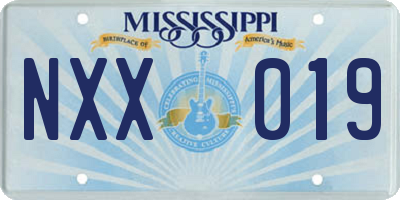MS license plate NXX019
