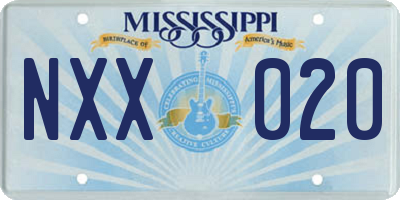 MS license plate NXX020