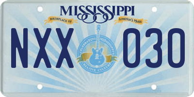 MS license plate NXX030