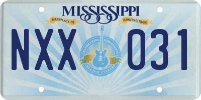 MS license plate NXX031