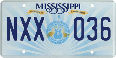 MS license plate NXX036