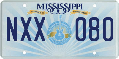 MS license plate NXX080