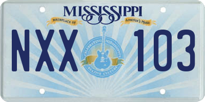 MS license plate NXX103