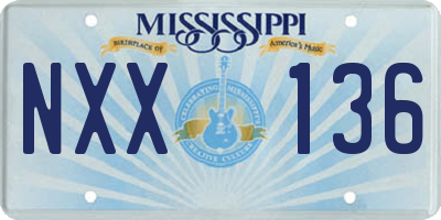 MS license plate NXX136