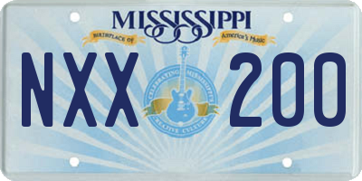 MS license plate NXX200